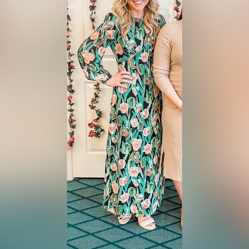 Vici Floral Maxi Dress in Green and Pink - Picture 8 of 8